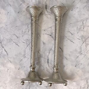 Pair of silver hammered candlesticks 🕯